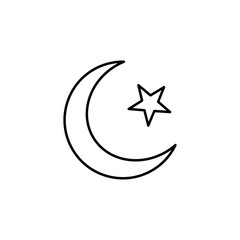 Muslim crescent and star outline icon. Element of religion sign for mobile concept and web apps. Thin line Muslim crescent and star outline icon can be used for web and mobile
