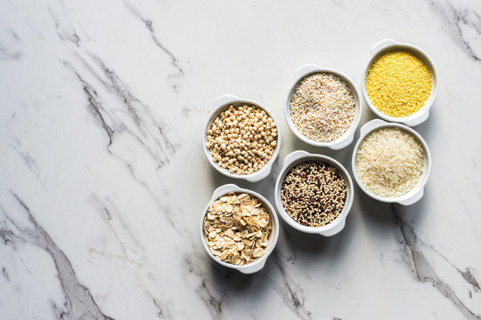 various grains in little dishes