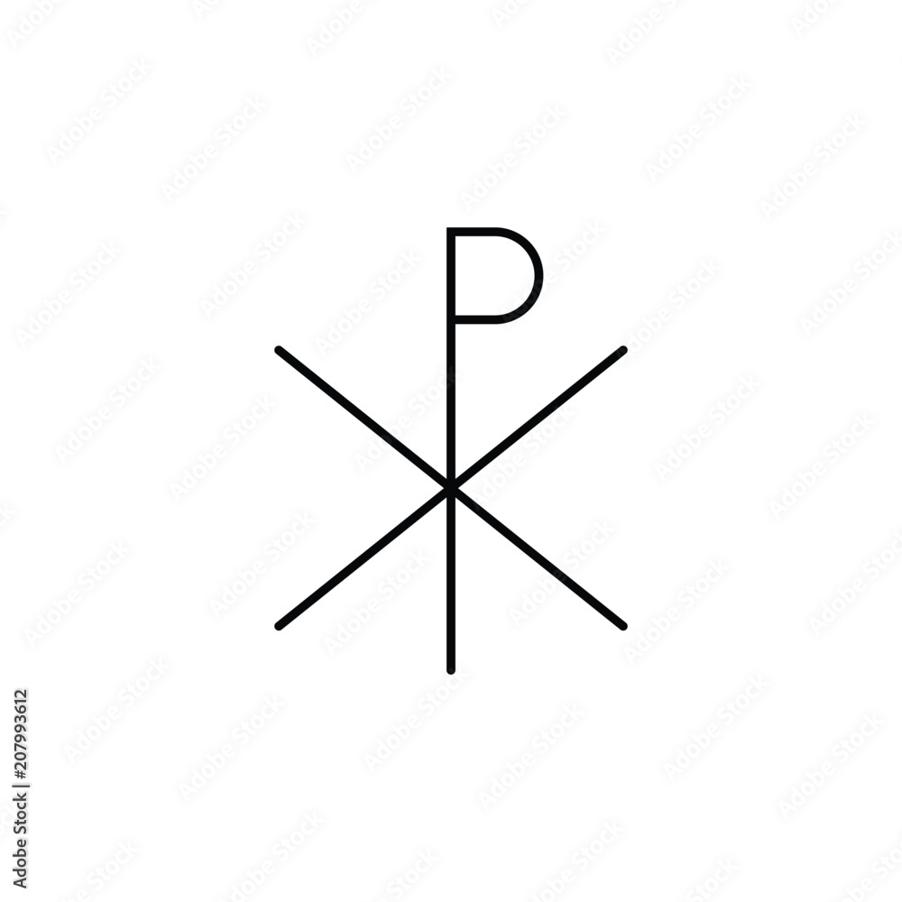 Poster chi rho outline icon. element of religion sign for mobile concept and web apps. thin line chi rho ou