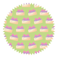 seal stamp with birthday cake design over white background, vector illustration