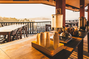 Bar counter in the morning