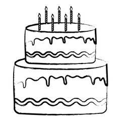 birthday cake icon over white background, vector illustration