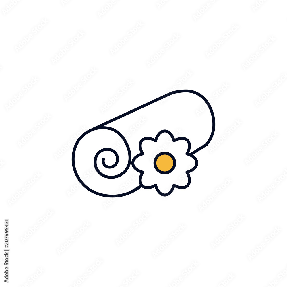 Poster towel with flower outline icon. element of colored spa icon for mobile concept and web apps. thin li