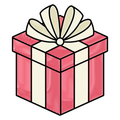 Gift box icon over white background, colorful design. vector illustration