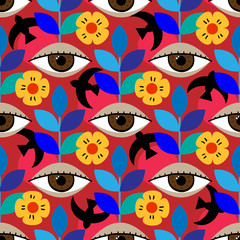 Mexican folk seamless pattern