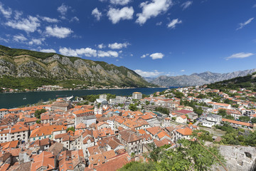 Fototapeta na wymiar Deep blue sky above Kotor in Montenegro.
