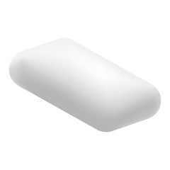 Chewing single gum mockup. Realistic illustration of chewing single gum vector mockup for web design isolated on white background