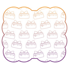 decorative frame with cakes with candles pattern over white background, vector illustration