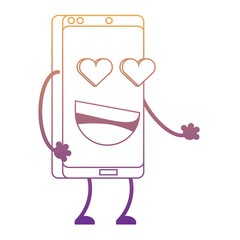 Cartoon smartphone in love over white background, vector illustration
