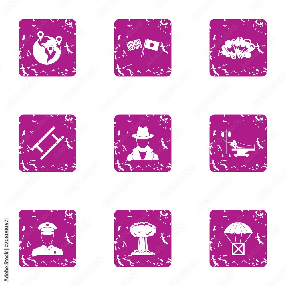 Poster mindset icons set. grunge set of 9 mindset vector icons for web isolated on white background