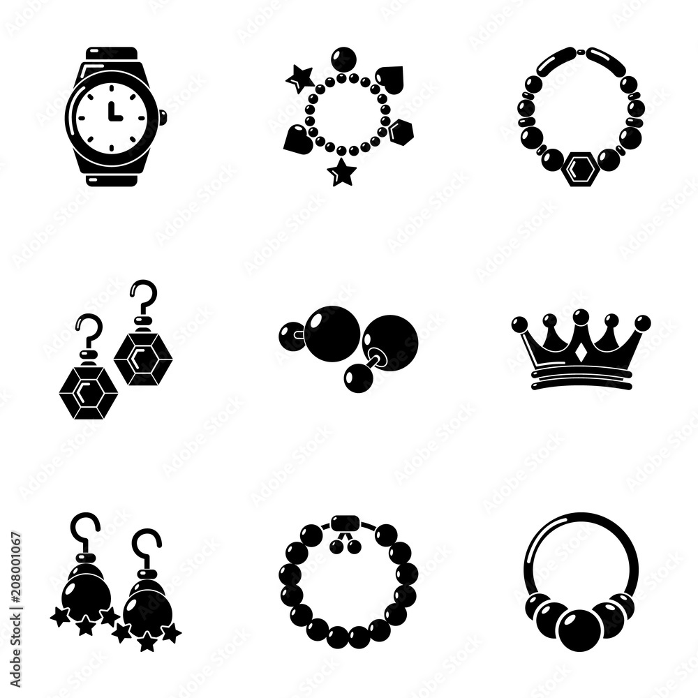 Poster adornment icons set. simple set of 9 adornment vector icons for web isolated on white background