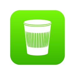 Rubbish bin icon green vector isolated on white background