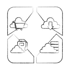 cloud computing set icons vector illustration design