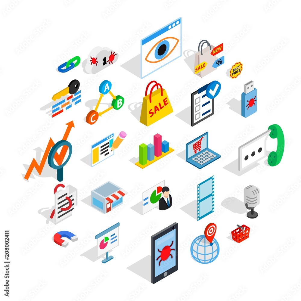 Poster local server icons set. isometric set of 25 local server vector icons for web isolated on white back