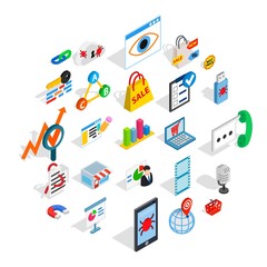 Local server icons set. Isometric set of 25 local server vector icons for web isolated on white background