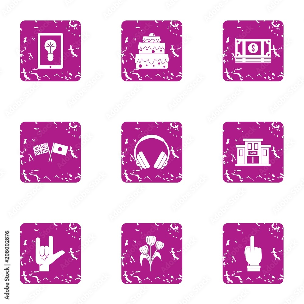 Aufkleber glorify icons set. grunge set of 9 glorify vector icons for web isolated on white background