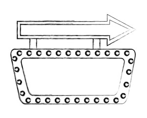 billboard with light arrow direction retro vintage vector illustration