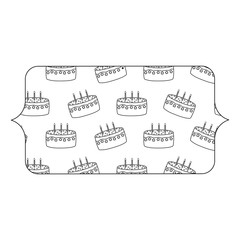 banner with Birthday cake pattern over white background, vector illustration