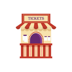 Information ticket office isolated on white background. Cinema, theater, amusement park element, ticket booth kiosk vector illustration