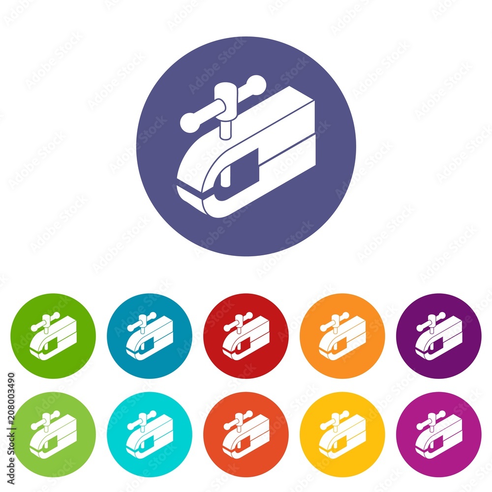 Poster clamping machine icons color set vector for any web design on white background