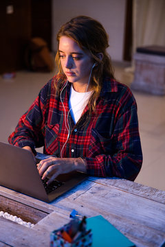 Young woman studying at home