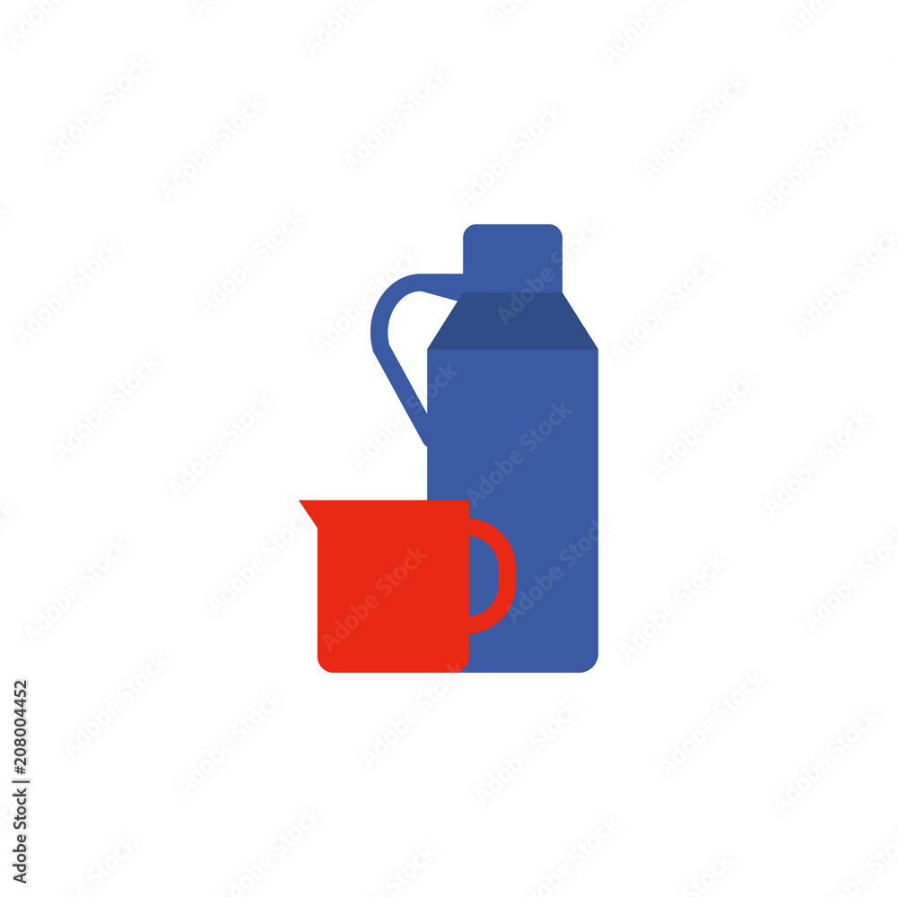 Poster thermos flask colored illustration. element of camping icon for mobile concept and web apps. flat de