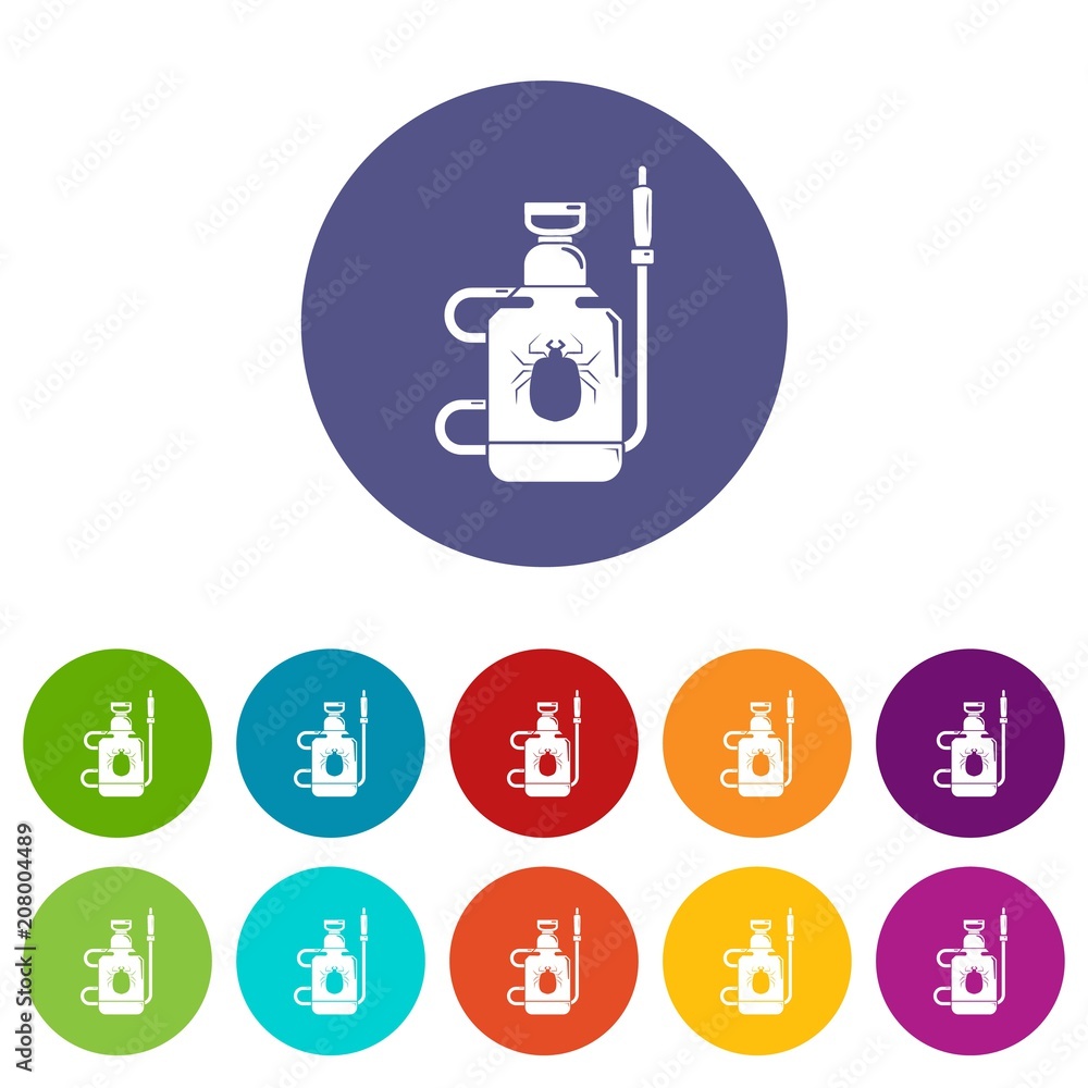 Poster pest control poison icons color set vector for any web design on white background