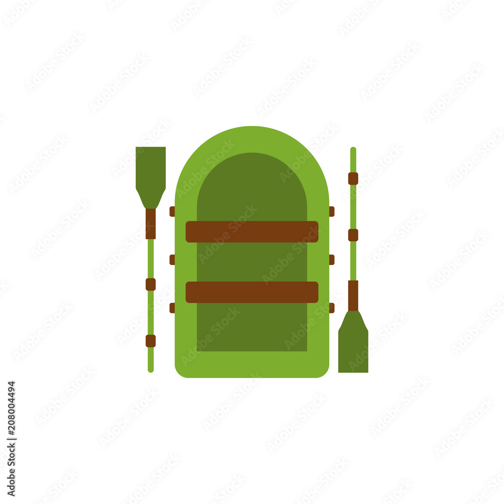 Poster inflatable boat colored illustration. element of camping icon for mobile concept and web apps. flat 