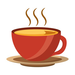 coffee cup hot fresh aroma on saucer vector illustration