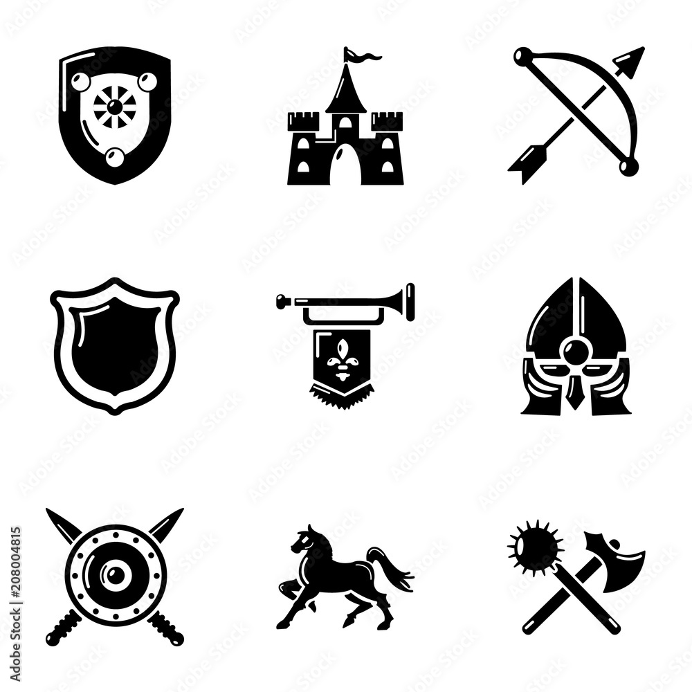 Poster chivalric icons set. simple set of 9 chivalric vector icons for web isolated on white background