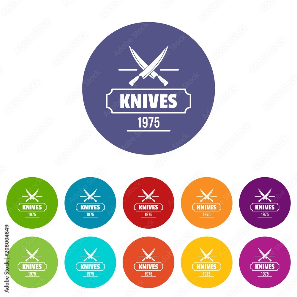 Poster knife icons color set vector for any web design on white background