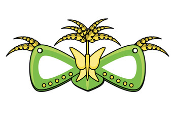 Carnival mask with decorative flowers over white background, vector illustration