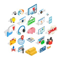 IT technology icons set. Isometric set of 25 it technology vector icons for web isolated on white background