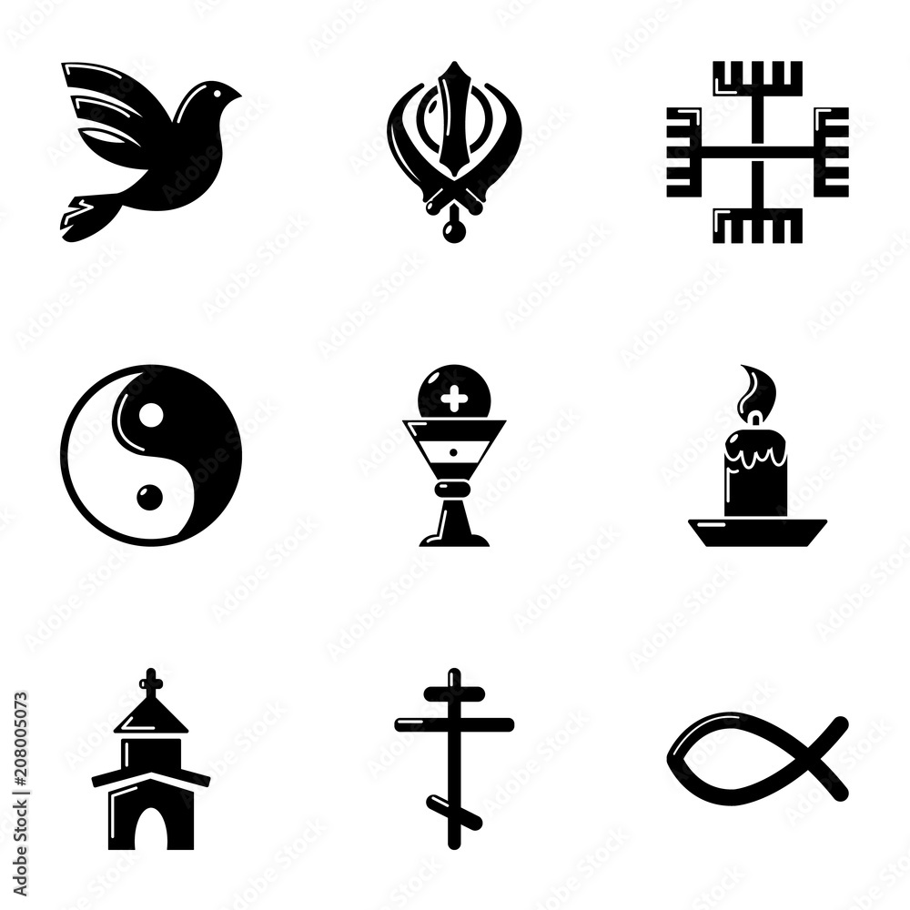 Aufkleber asian type icons set. simple set of 9 asian type vector icons for web isolated on white background