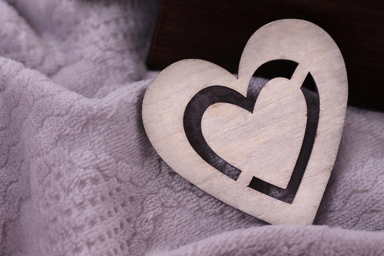Decorative wooden heart in detail