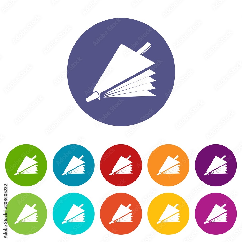 Poster fire bellows icons color set vector for any web design on white background