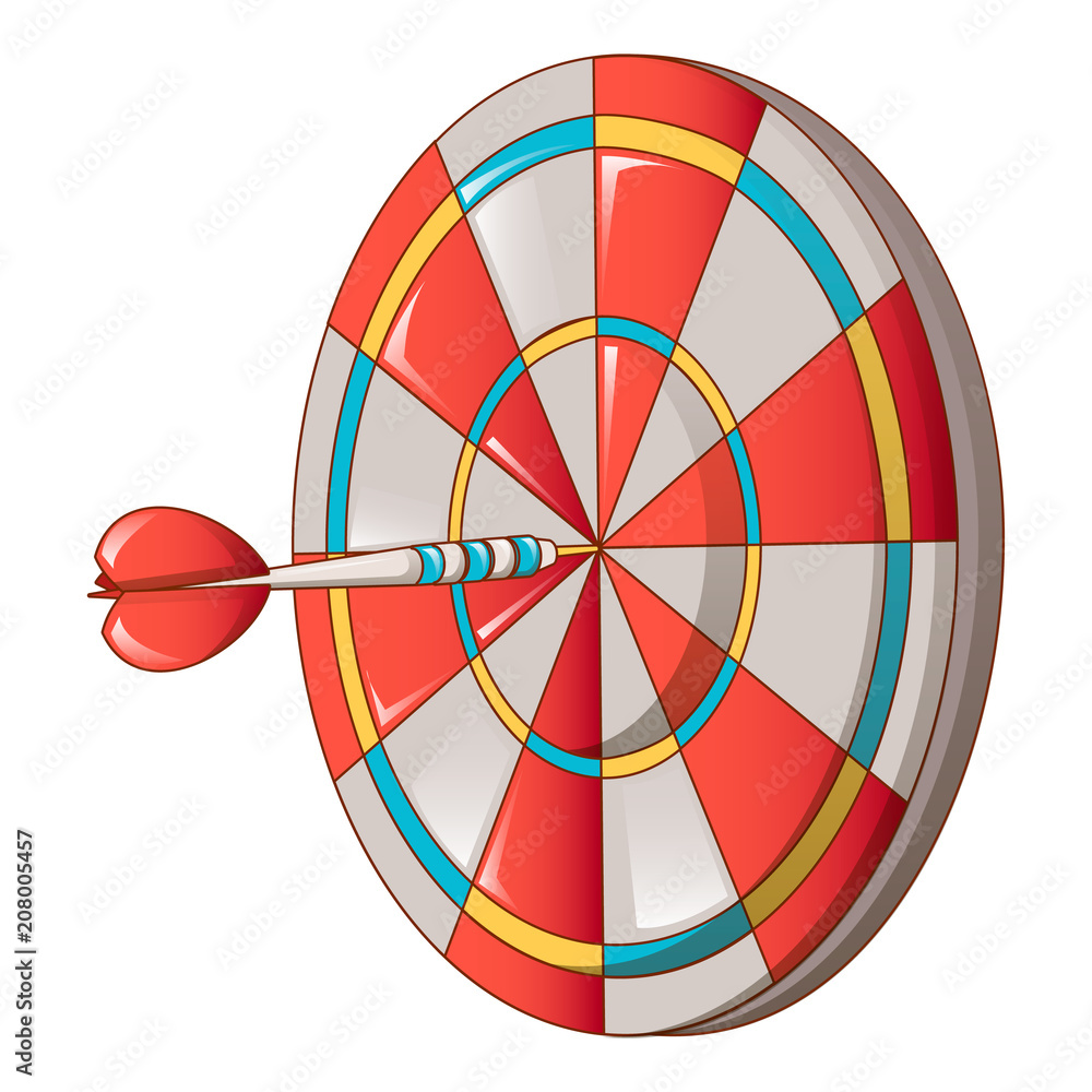 Aufkleber hit darts target icon. cartoon of hit darts target vector icon for web design isolated on white back