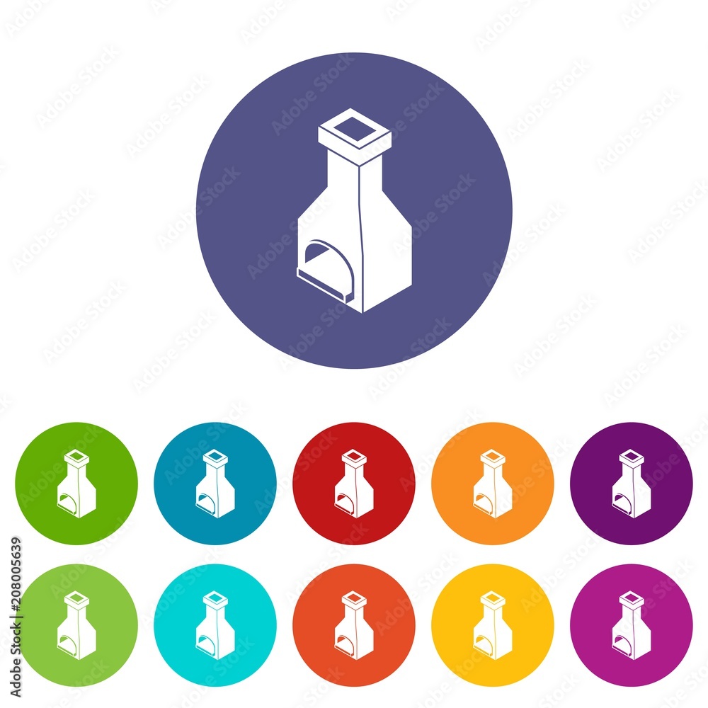 Poster old oven icons color set vector for any web design on white background