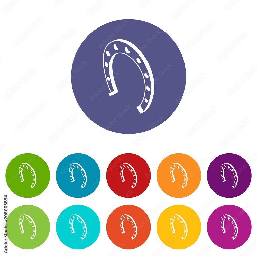 Poster horseshoe icons color set vector for any web design on white background