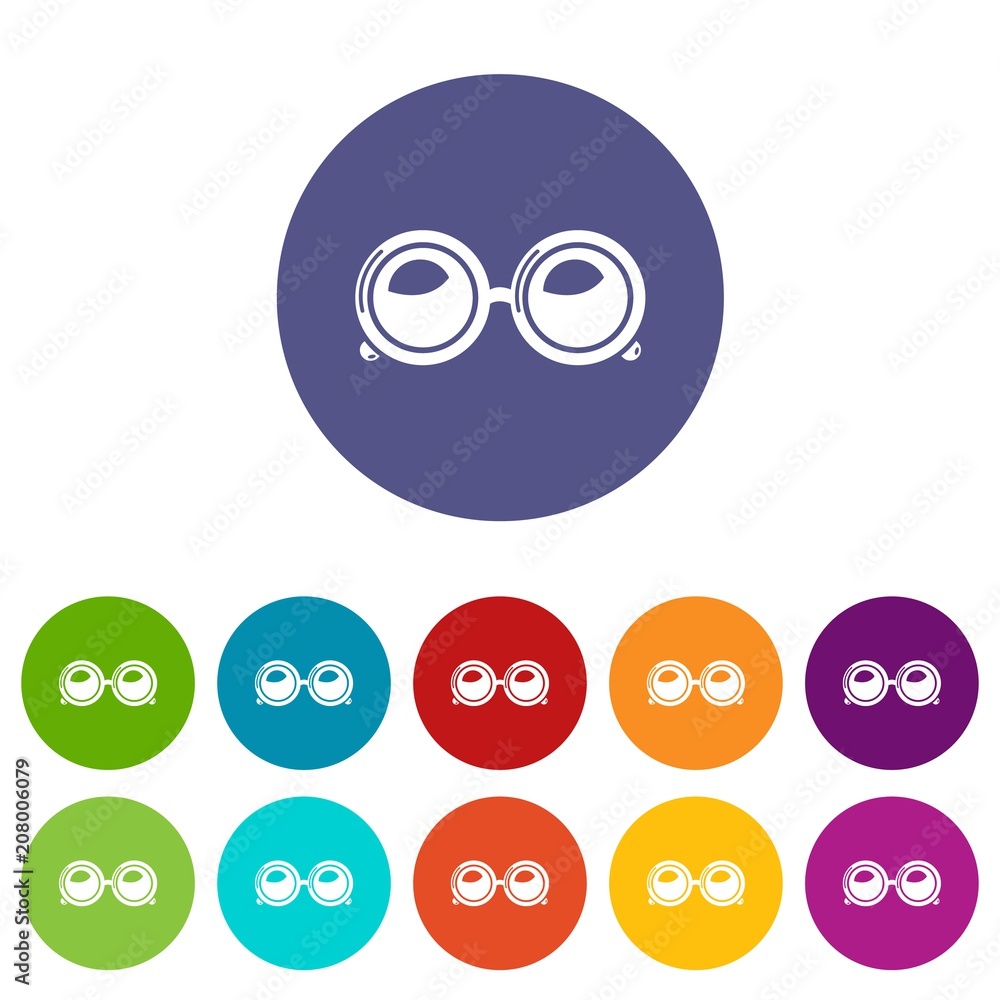 Poster spectacles icons color set vector for any web design on white background