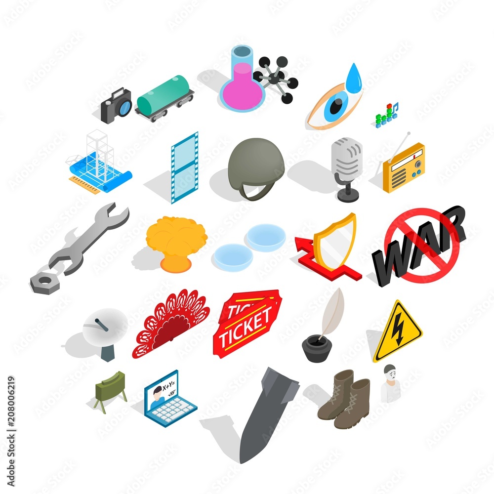Poster technical work icons set. isometric set of 25 technical work vector icons for web isolated on white 