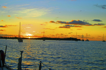 Ocean sunset on the sea of Abaco