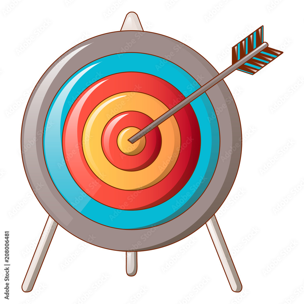 Poster hit the target icon. cartoon of hit the target vector icon for web design isolated on white backgrou