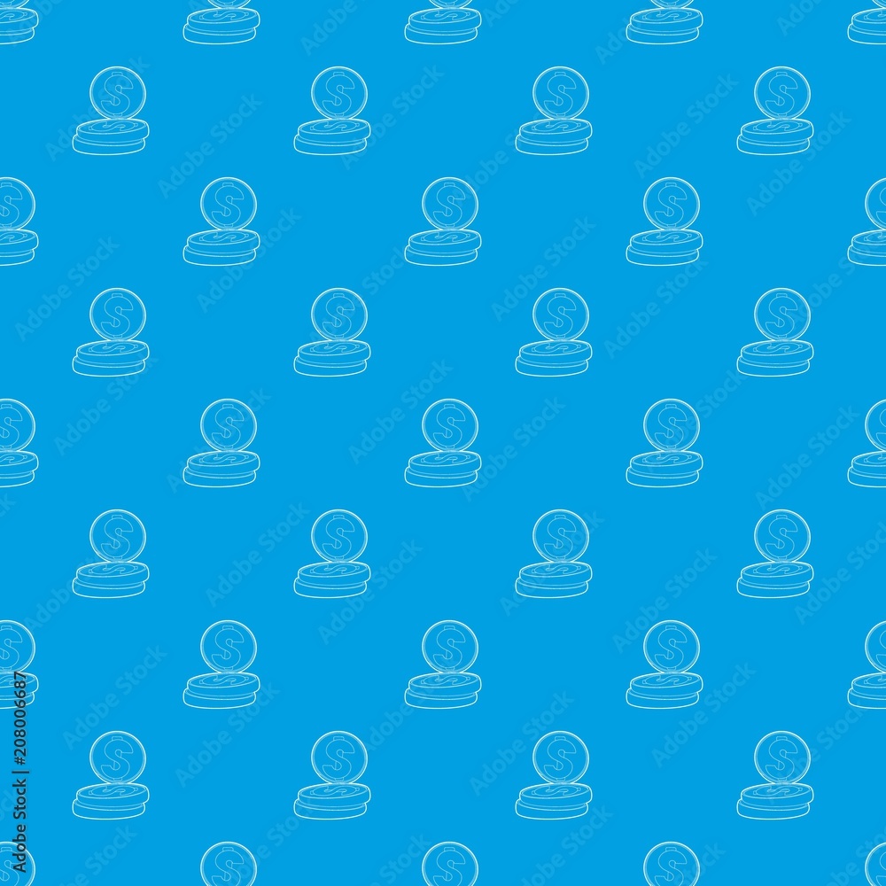 Poster coins pattern vector seamless blue repeat for any use