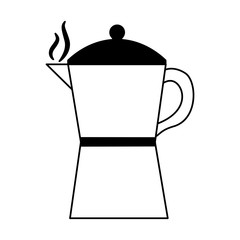 coffee maker and tea pot ceramic kitchen supplies vector illustration black and white black and white