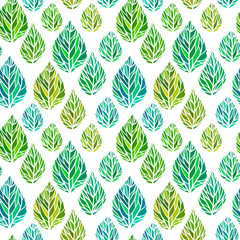 Beautiful seamless floral pattern background. Green leaves backdrop. Hibiscus leaves vector repeatable design.