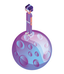 futuristic man with planet isometric avatar vector illustration design