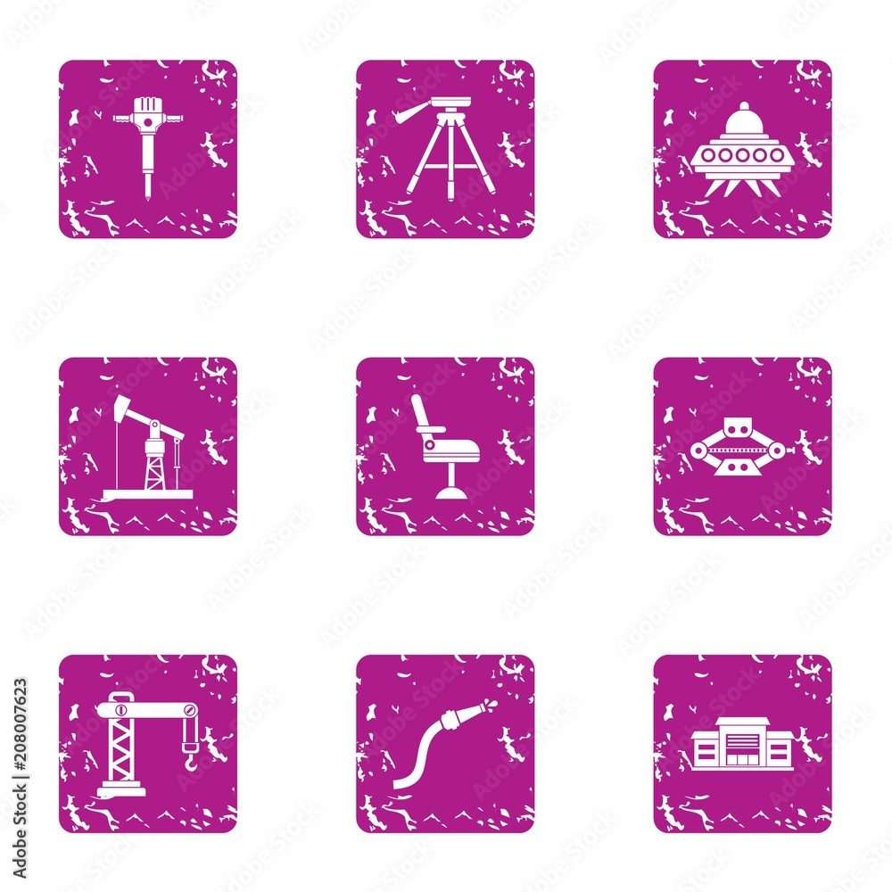Poster extraction icons set. grunge set of 9 extraction vector icons for web isolated on white background