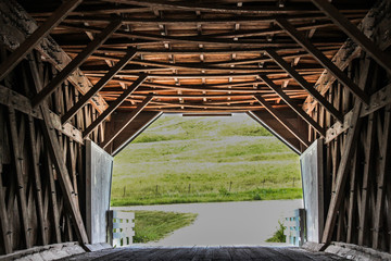 Fototapeta na wymiar View from Inside a Covered Bridge