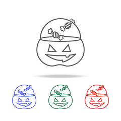 pumpkin bucket sweets icon. Elements of Halloween in multi colored icons. Premium quality graphic design icon. Simple icon for websites, web design, mobile app, info graphics